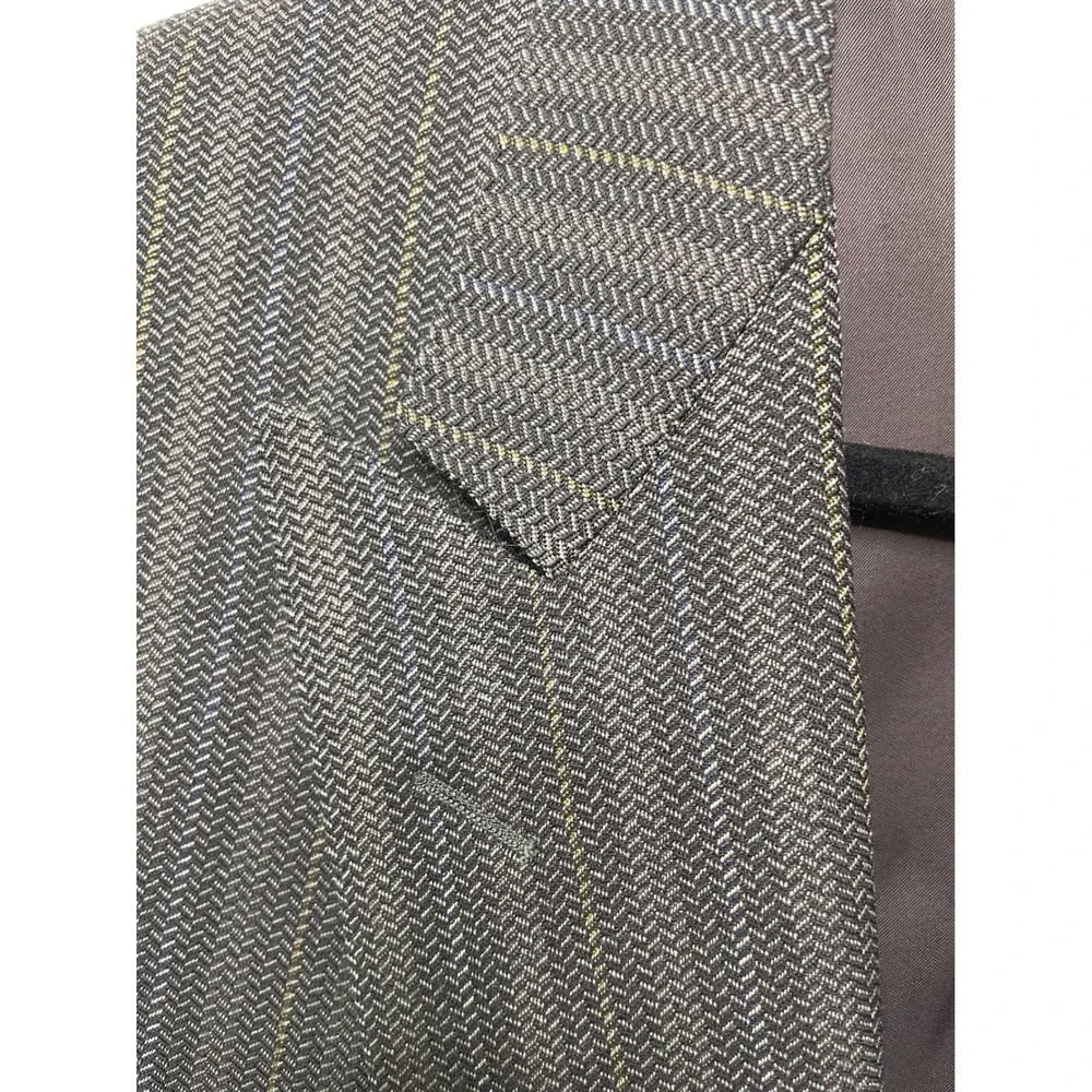 Vtg Lanvin Boutique Italy Wool Double Breasted‎ Blazer Suit Gray Mens Size 50